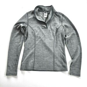 The North Face Shawl Collar Long Sleeve Fitted Pullover Wool Sweater Gray Small
